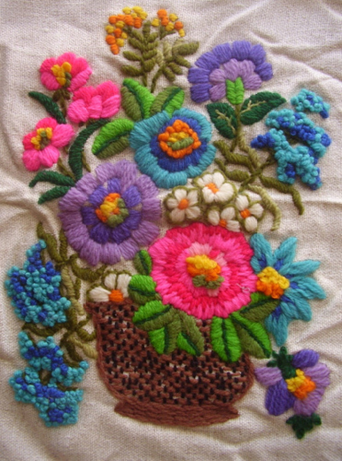 立體花籃刺繡